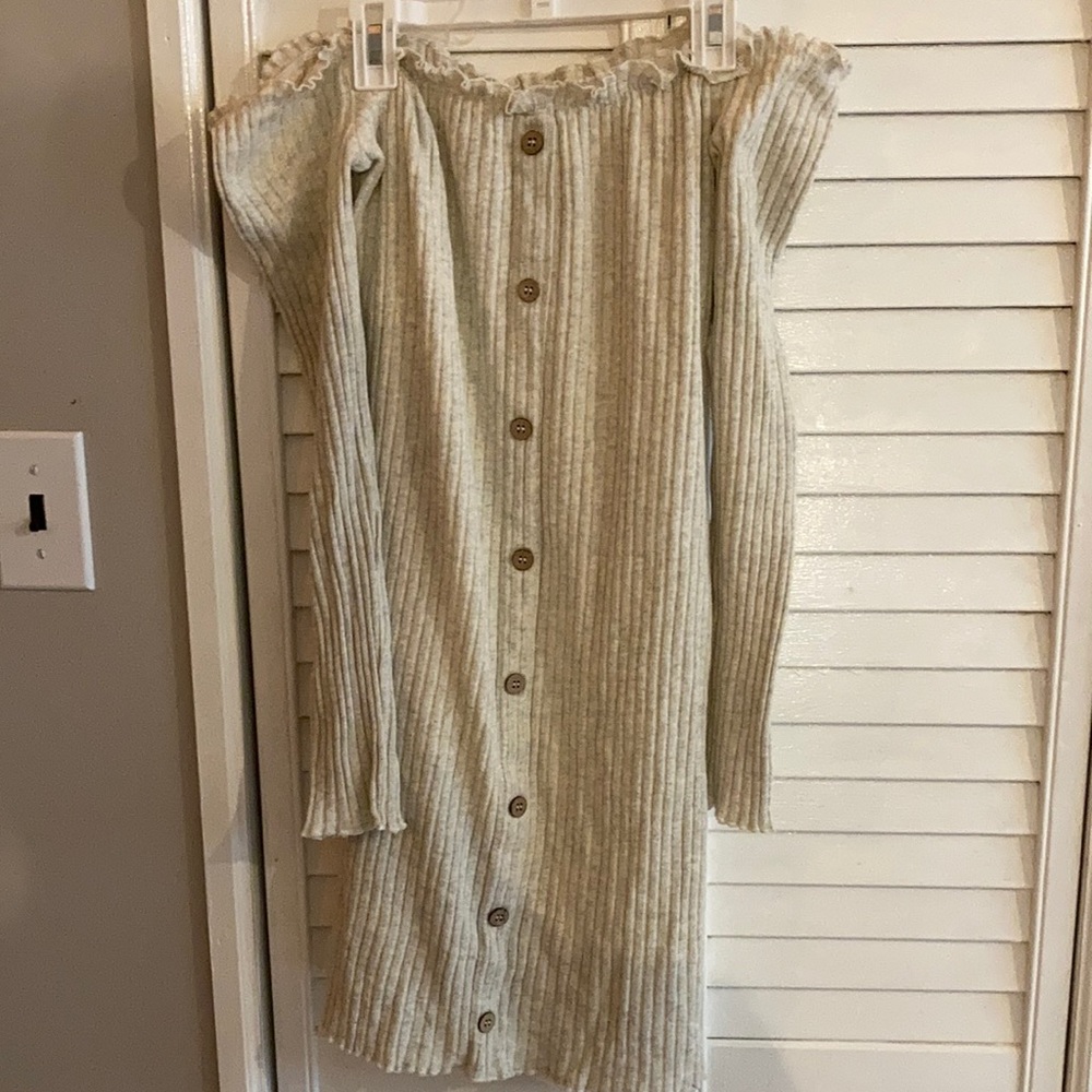Strapless Off the shoulder Mini dress button down